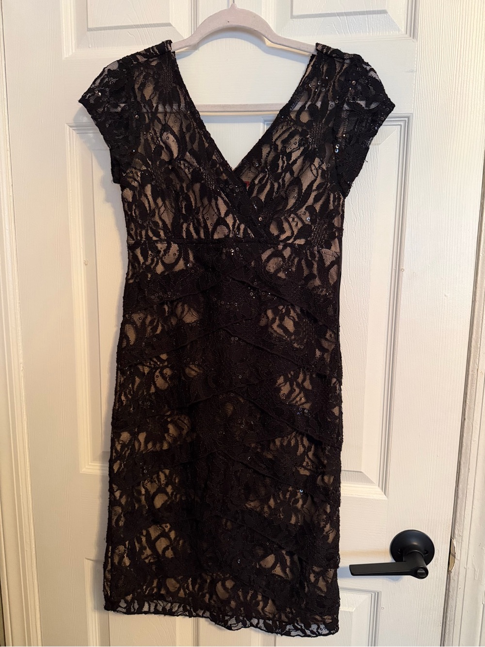 Scarlett Black Lace Midi Dress with V-Neck